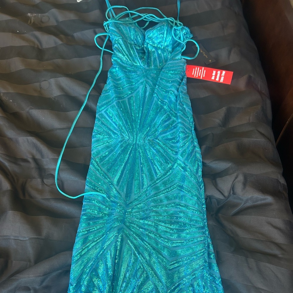 Blue Sequence Prom Dress